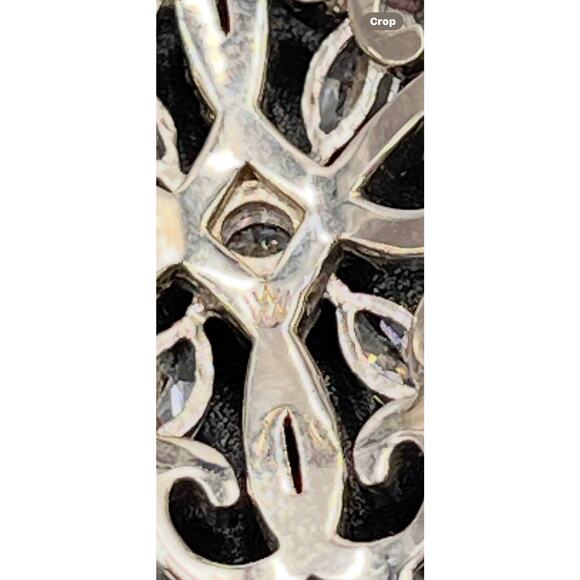 Designer Signed Sterling Silver 925 Filigree Marquise and Pave CZ Ring Sz 8.5 - Picture 5 of 11